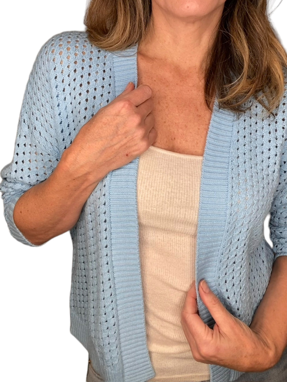 CROPPED OPEN CARDIGAN-SKY BLUE - Kingfisher Road - Online Boutique