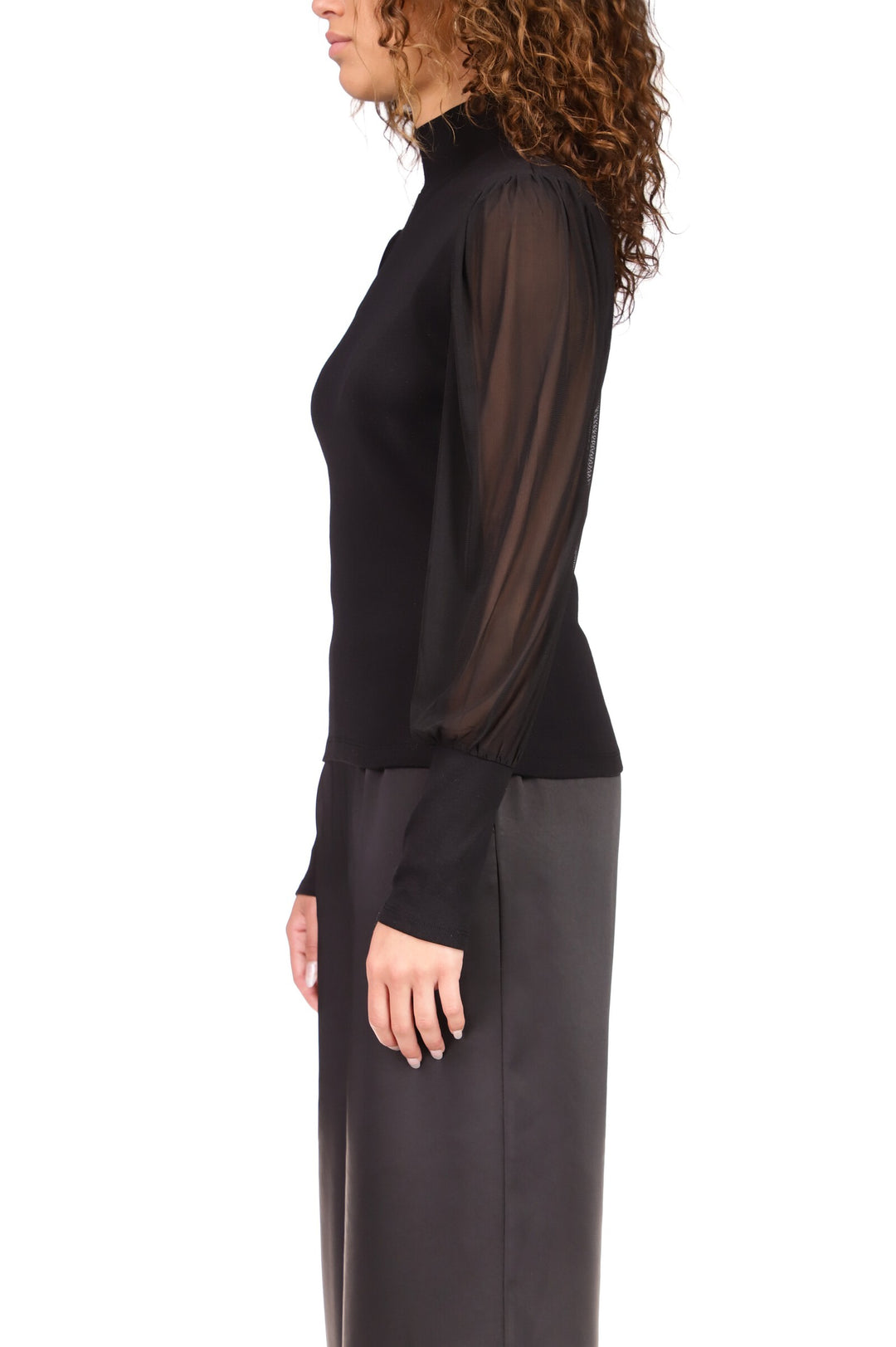 ON MY MIND MESH SLEEVE TOP - BLACK - Kingfisher Road - Online Boutique