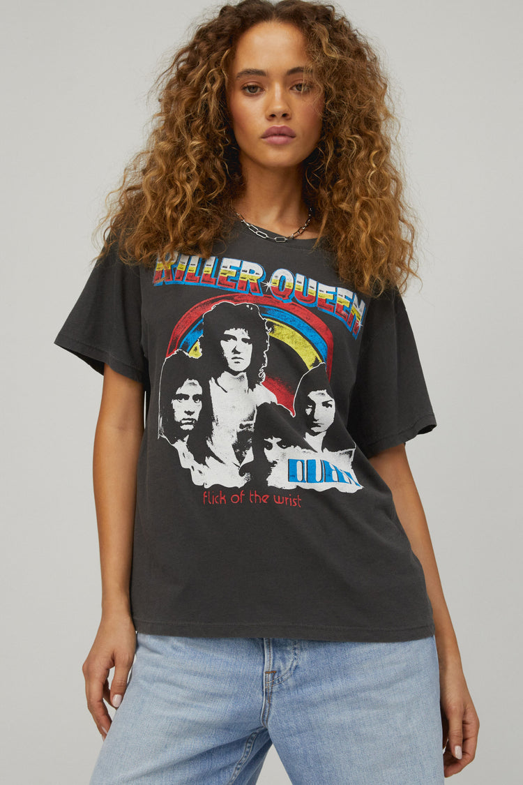 KILLER QUEEN BOYFRIEND TEE PIGMENT BLACK Kingfisher Road Online