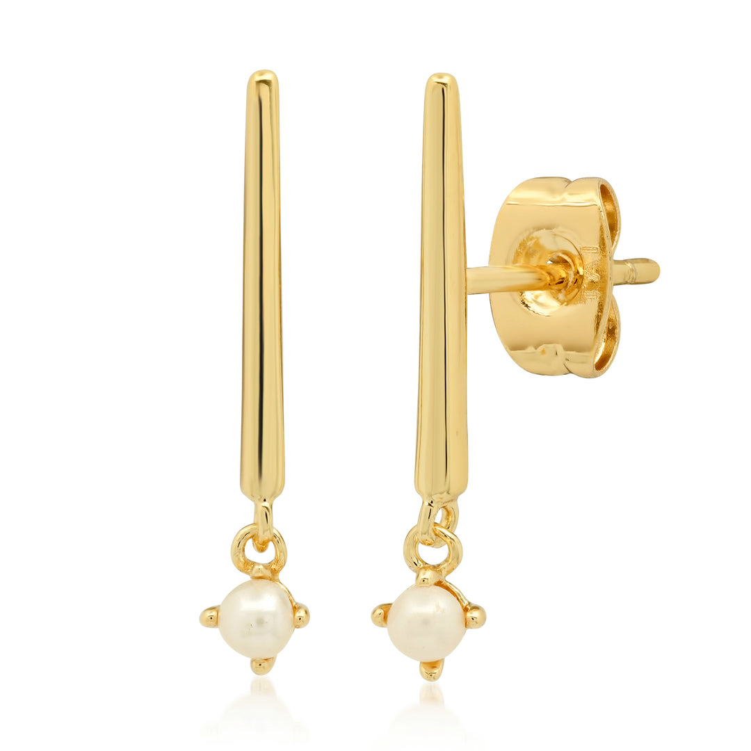STICK STUD WITH PEARL DANGLE-GOLD - Kingfisher Road - Online Boutique