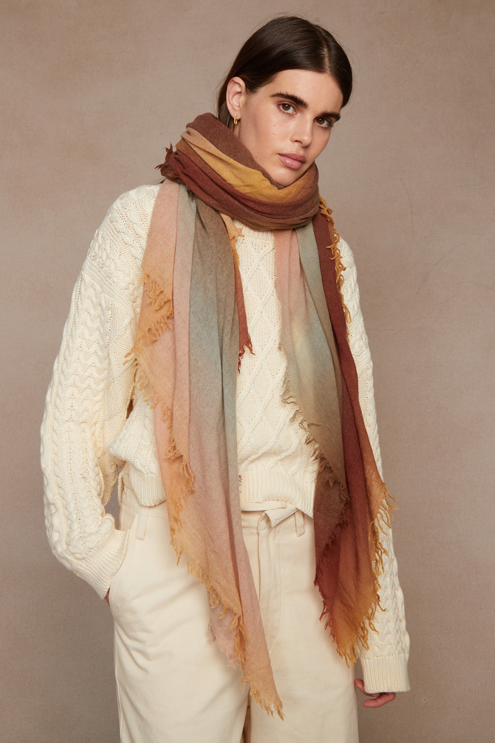 CASHMERE OMBRE STRIPE SCARF-HONEY GOLD - Kingfisher Road - Online Boutique