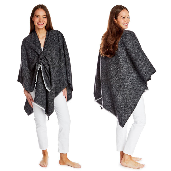 ASYMMETRIC SHAWL-CHARCOAL GREY