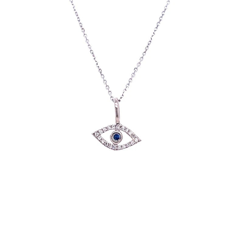 PAVE DIAMOND 14K GOLD EVIL EYE PENDANT NECKLACE - Kingfisher Road - Online Boutique