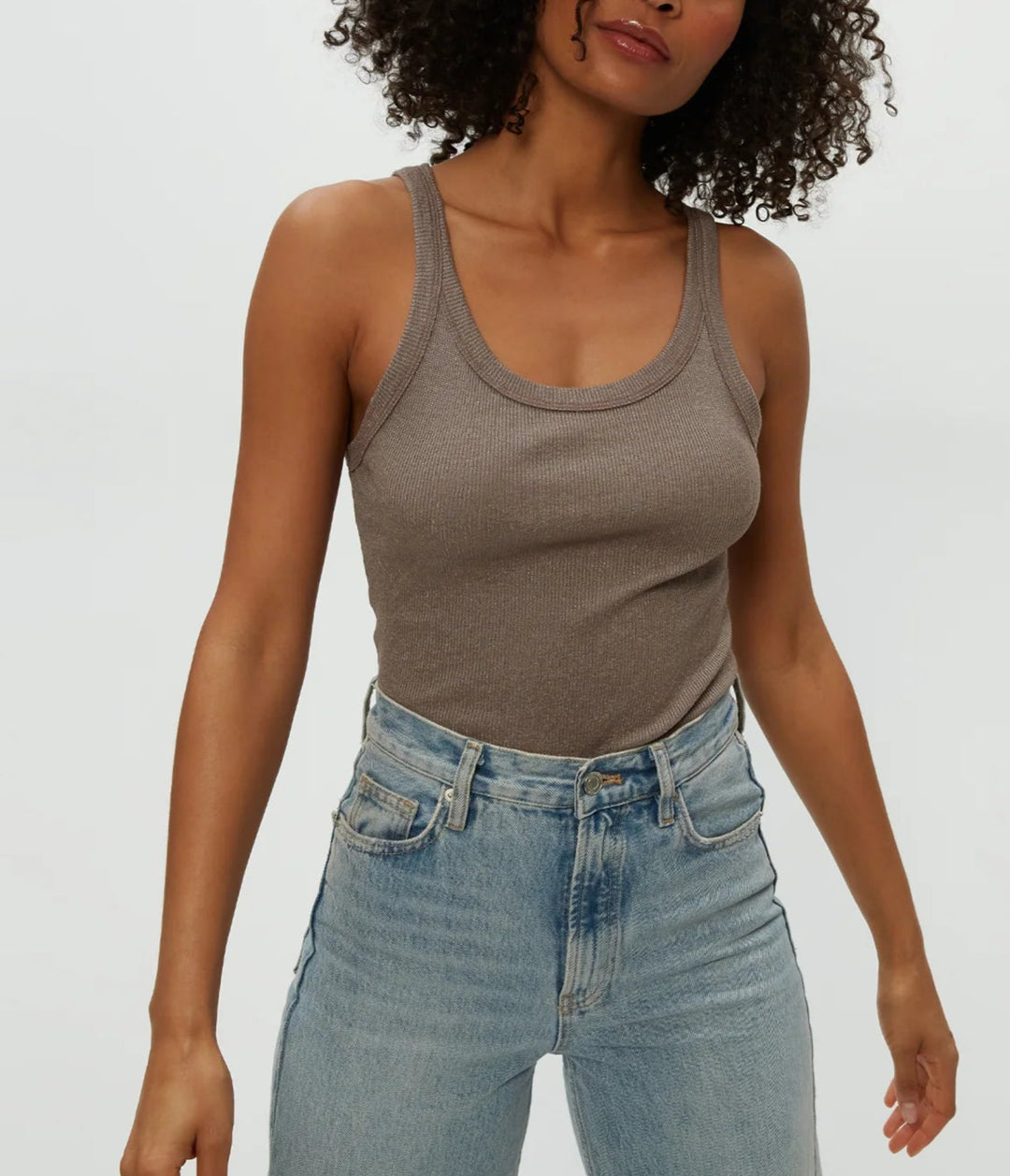 NICOLE WIDE CREW TANK-COBBLESTONE - Kingfisher Road - Online Boutique
