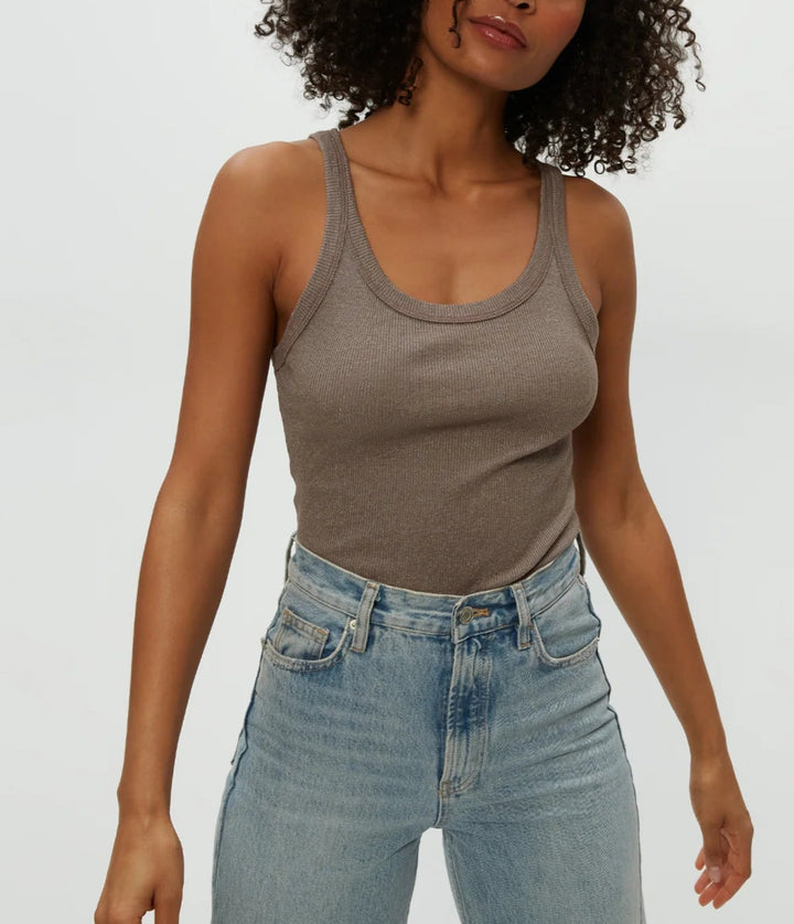 NICOLE WIDE CREW TANK-COBBLESTONE - Kingfisher Road - Online Boutique