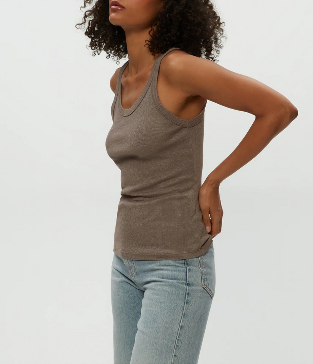 NICOLE WIDE CREW TANK-COBBLESTONE - Kingfisher Road - Online Boutique