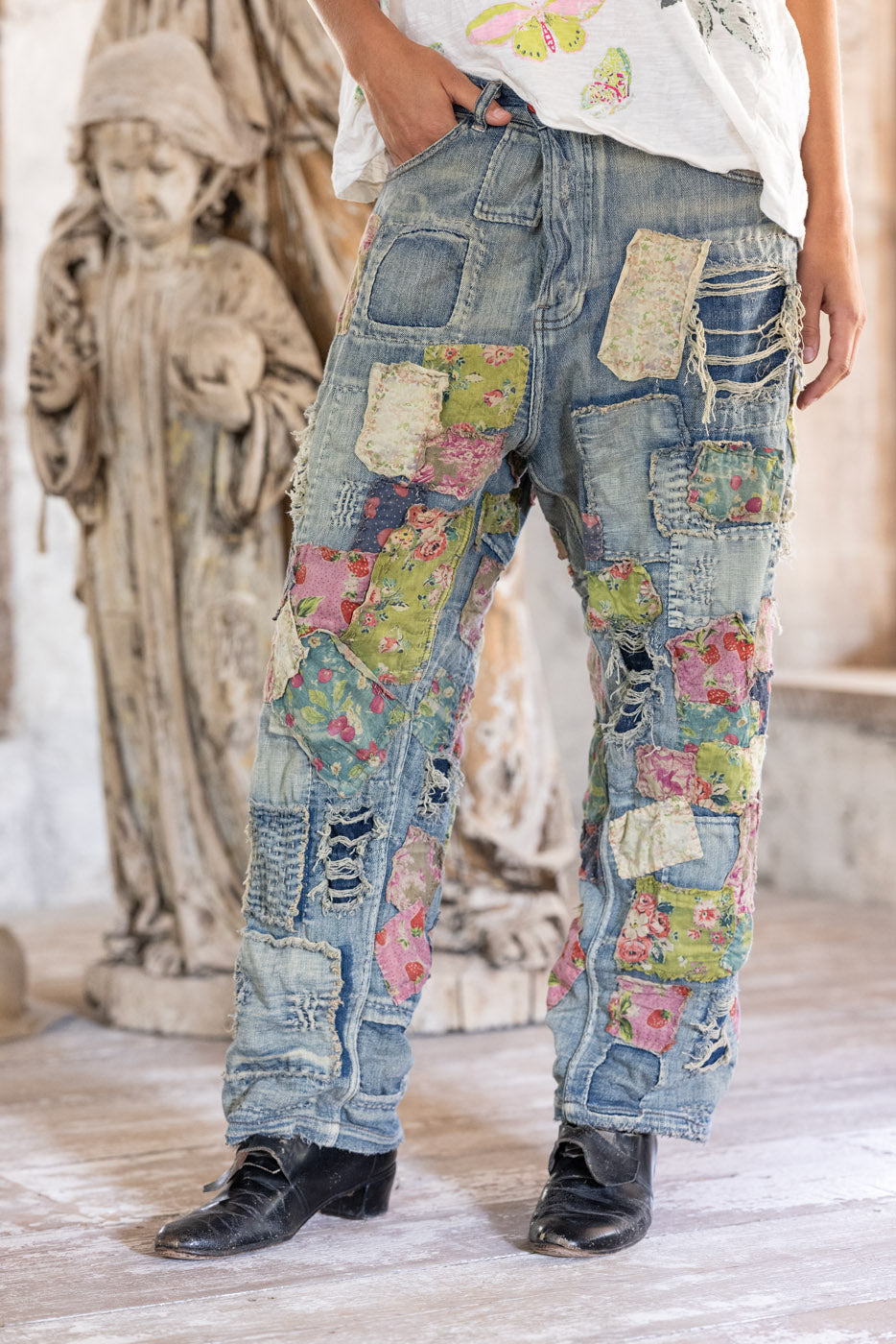 HEAVY PATCHED MINER DENIMS-WASHED INDIGO - Kingfisher Road - Online Boutique