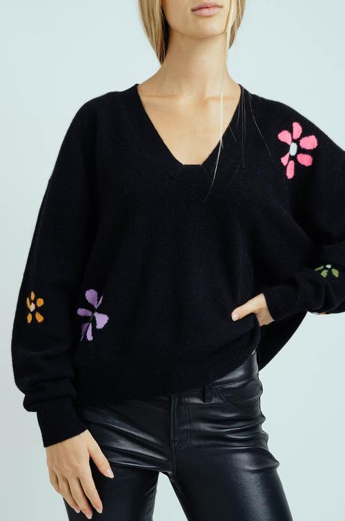 SAMARA FLORAL V-NECK SWEATER - Kingfisher Road - Online Boutique