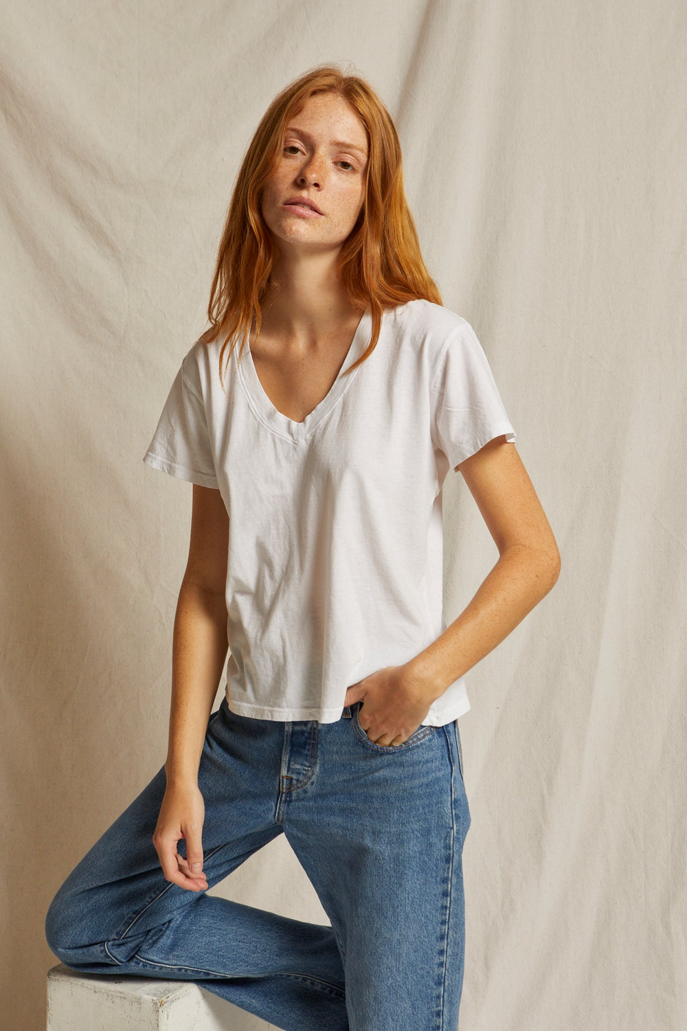 HENDRIX V-NECK TEE-WHITE - Kingfisher Road - Online Boutique