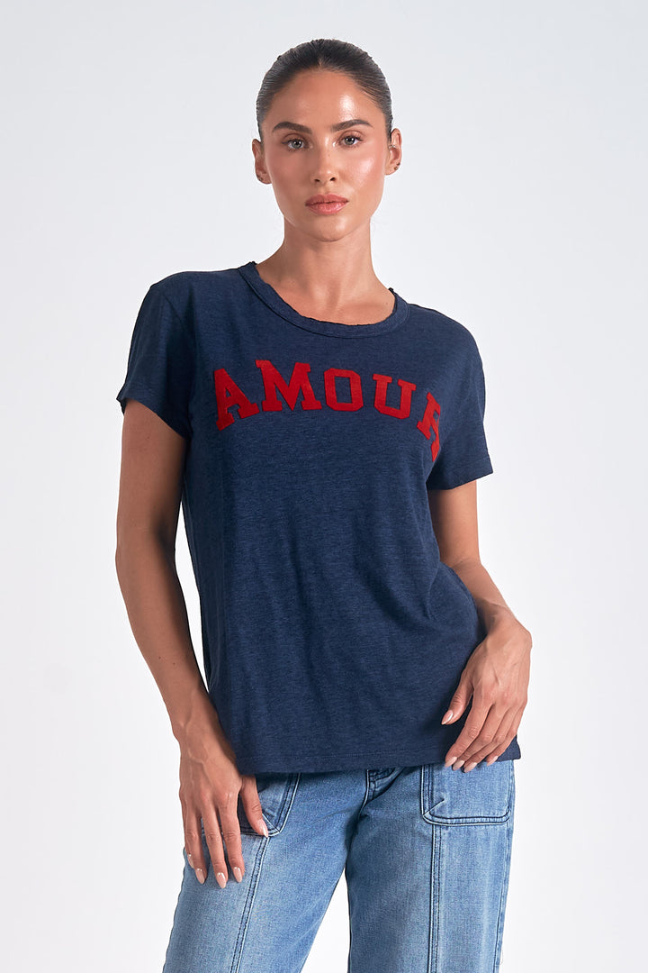 AMOUR CREW NECK TEE-NAVY