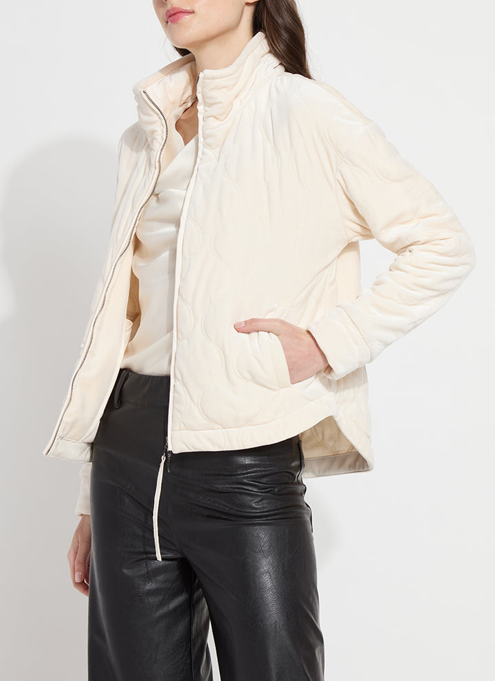 ASTRA QUILTED VELVET JACKET-CHALK