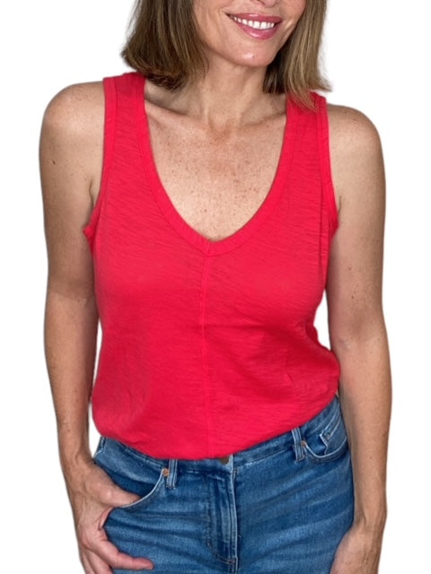 CENTER SEAM V-NECK TANK-BARN - Kingfisher Road - Online Boutique