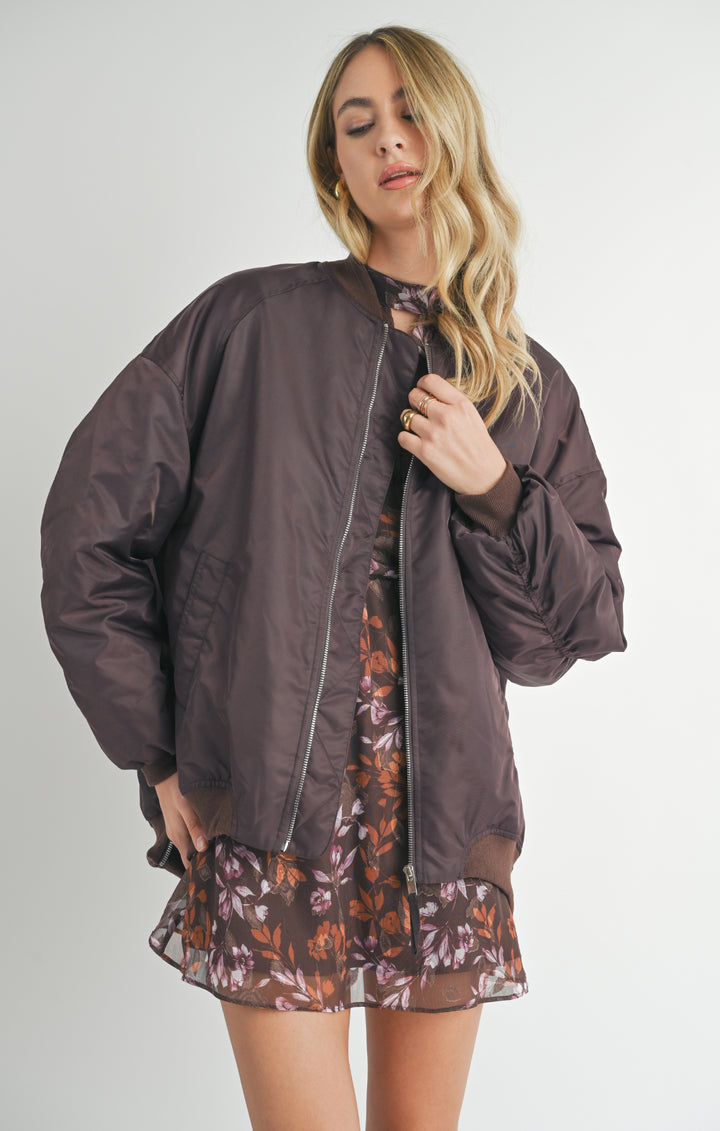 MILA OVERSIZED BOMBER-CHOCOLATE