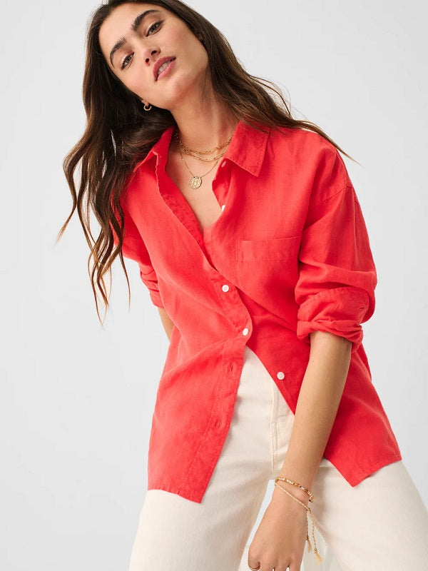 LINEN LAGUNA RELAXED SHIRT - HIBISCUS - Kingfisher Road - Online Boutique