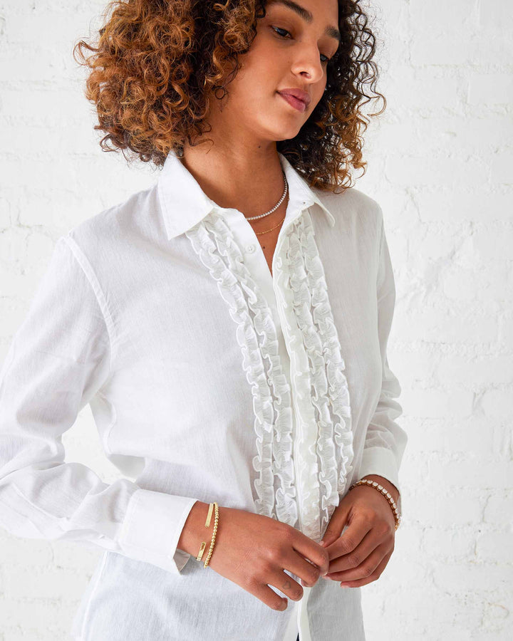 TUXEDO RUFFLE SHIRT-WHITE