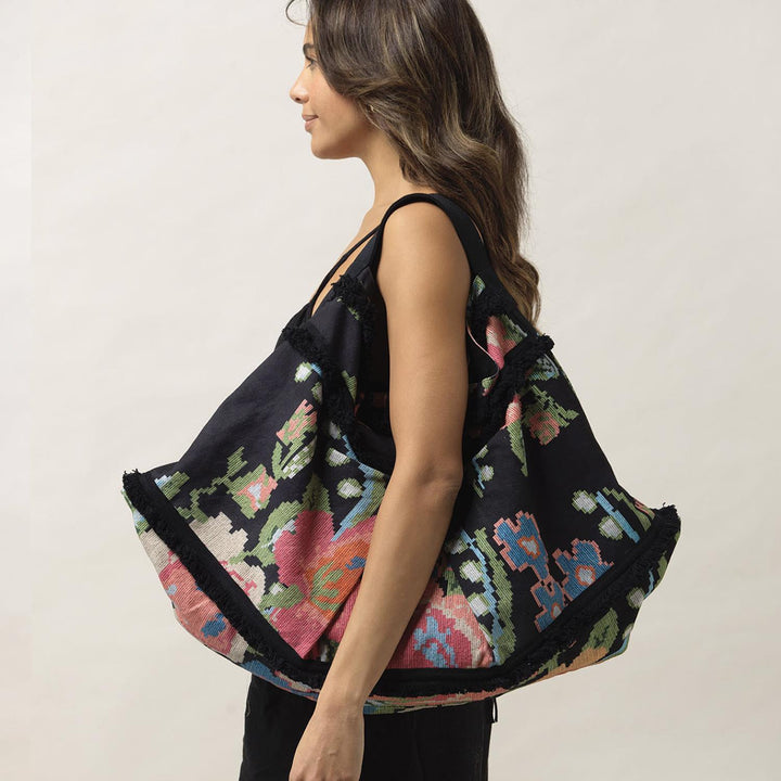 WOVEN FLOWER SLOUCH BAG - Kingfisher Road - Online Boutique