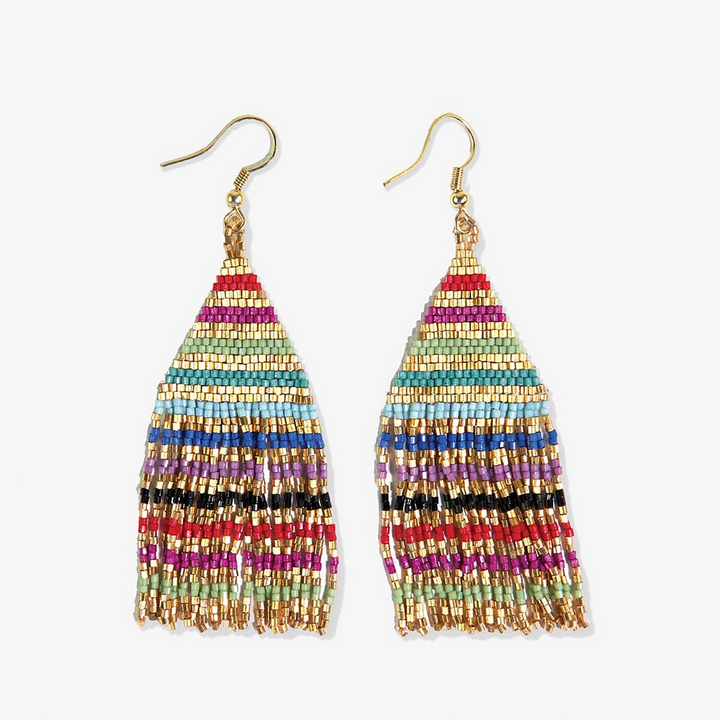 LEXIE BEADED FRINGE EARRING-MULTI COLOR