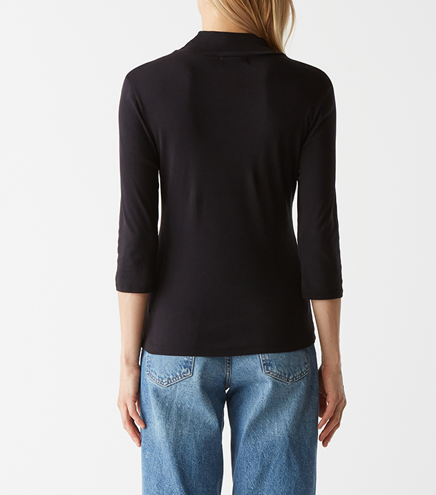 NICO 3/4 SLEEVE MOCK NECK TEE-BLACK