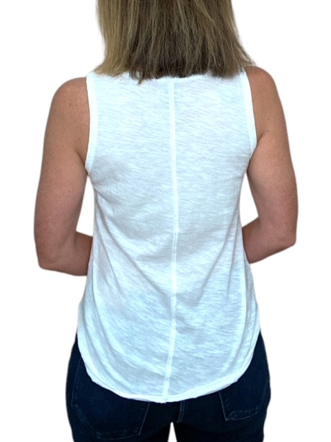 V-NECK TANK W/ CF SEAM-WHITE - Kingfisher Road - Online Boutique