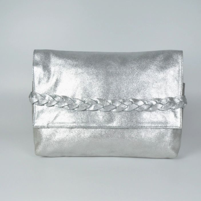 BUCCI CLUTCH CROSSBODY-SILVER