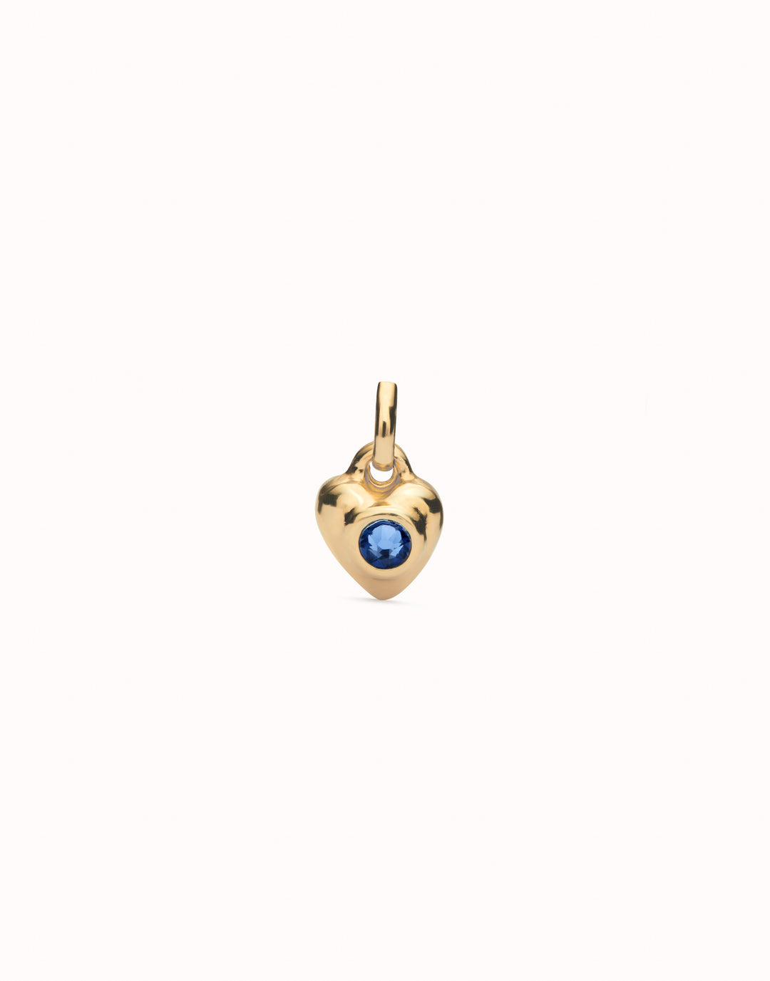 PUFFY HEART CHARM WITH BLUE STONE-GOLD - Kingfisher Road - Online Boutique