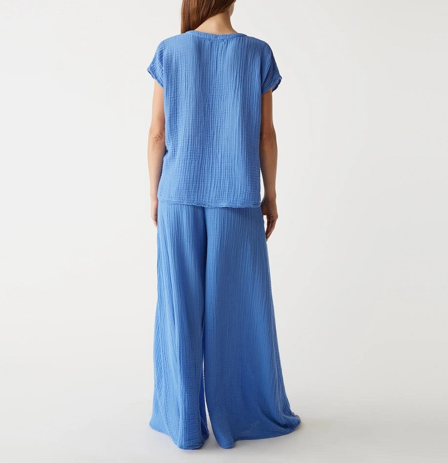 SIMBA EXTRA WIDE SMOCKED WAIST PANT-SALT WATER - Kingfisher Road - Online Boutique