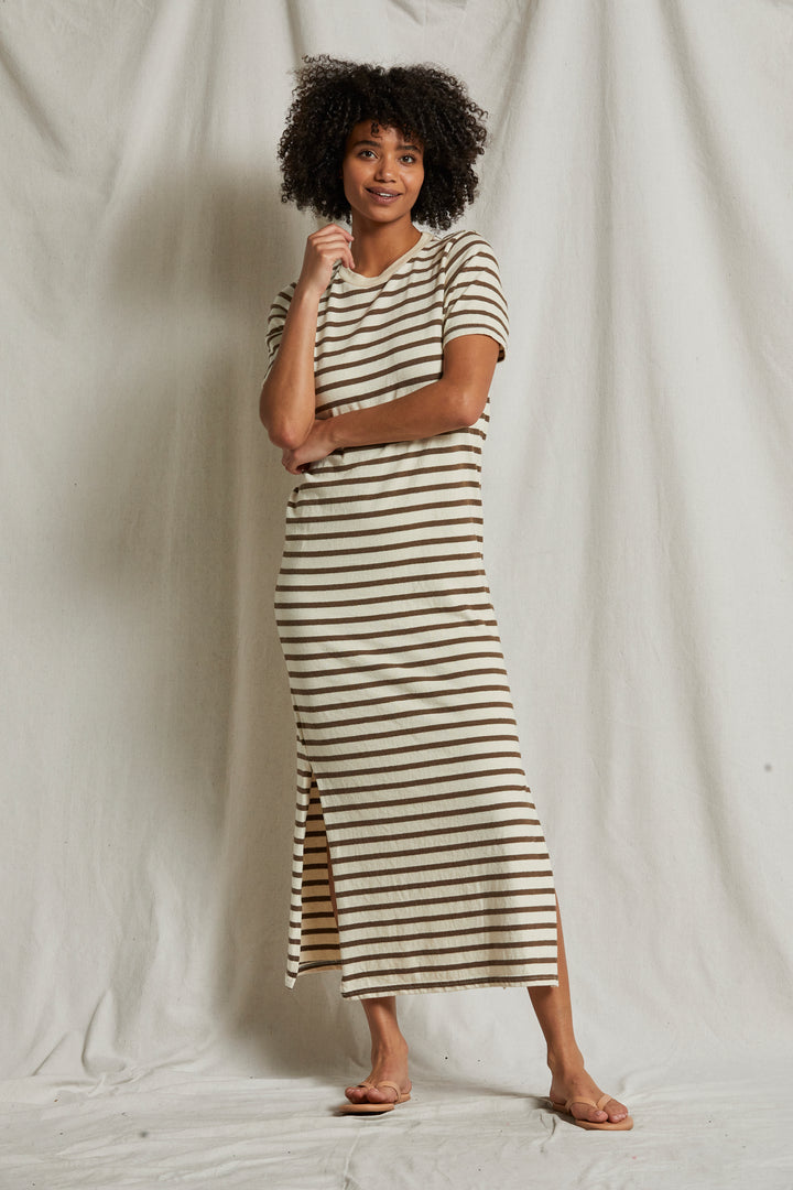 LOVER STRIPPED MAXI DRESS-WALNUT STRIPE