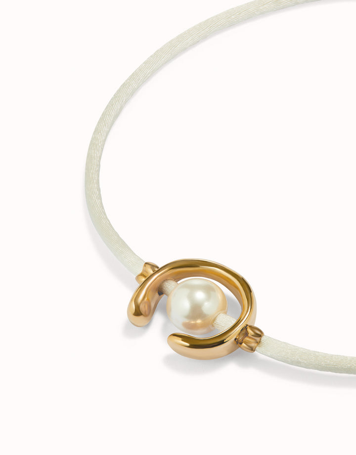 GOLD ADJUSTABLE PEARL CREAM CORD BRACELET - Kingfisher Road - Online Boutique