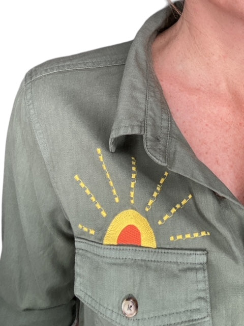 HELLO SUNSHINE SHIRT-OLIVE - Kingfisher Road - Online Boutique