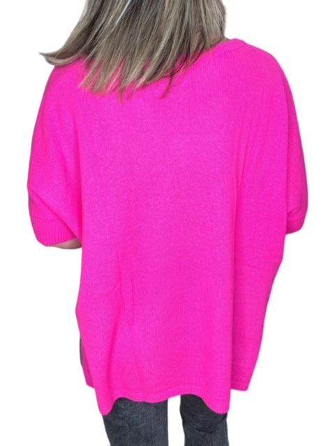 BRONTE CASHMERE TEE-DIVA PINK