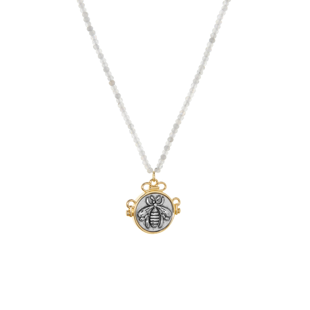 BEE CHARM NECKLACE-LABRADORITE - Kingfisher Road - Online Boutique