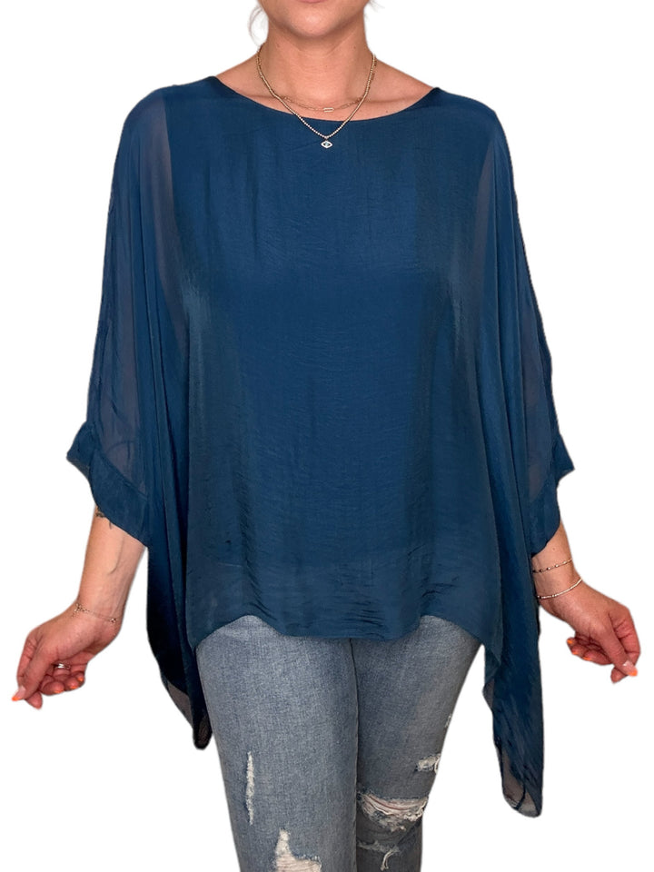 CLASSIC SILK TOP-PETROLEUM - Kingfisher Road - Online Boutique