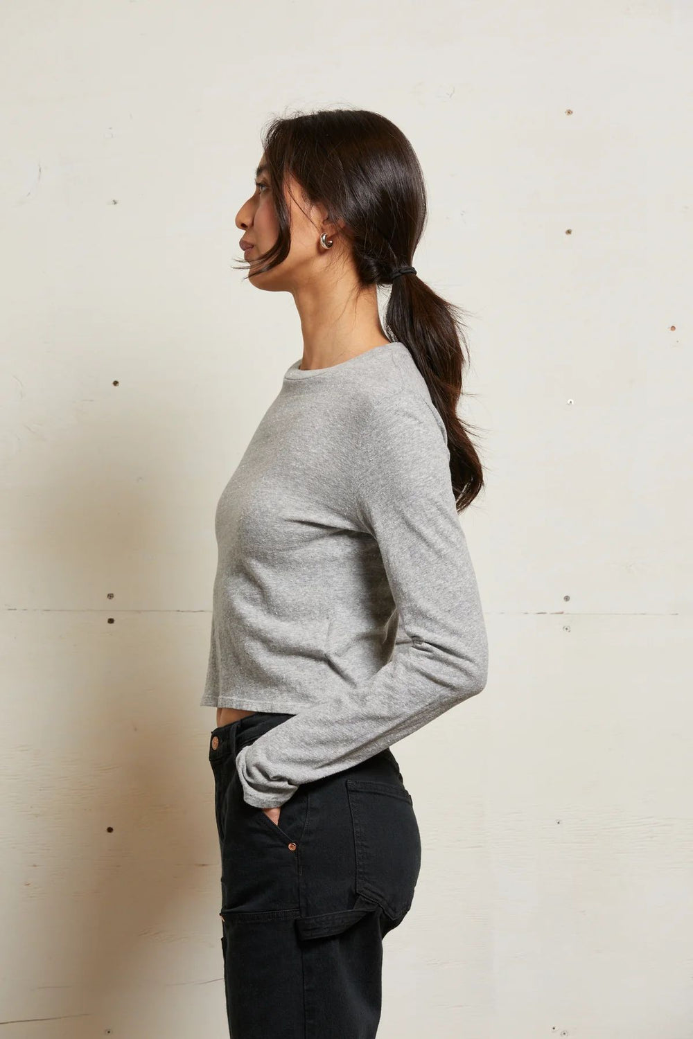 JAMIE COTTON LONG SLEEVE-HEATHER GREY - Kingfisher Road - Online Boutique