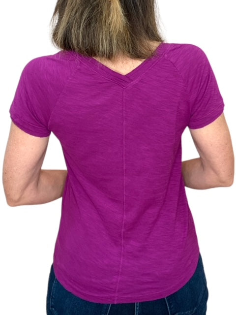 RIB MIX V-NECK TEE-ACAI - Kingfisher Road - Online Boutique