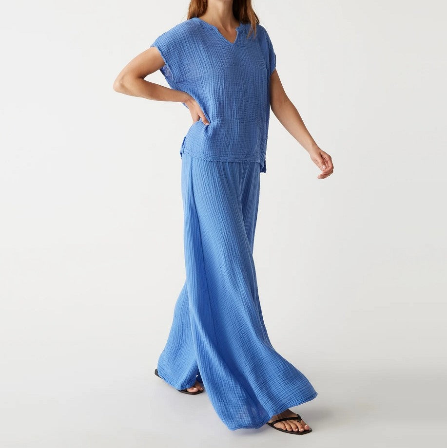 SIMBA EXTRA WIDE SMOCKED WAIST PANT-SALT WATER - Kingfisher Road - Online Boutique