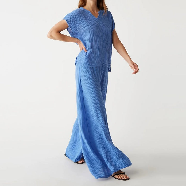 SIMBA EXTRA WIDE SMOCKED WAIST PANT-SALT WATER - Kingfisher Road - Online Boutique
