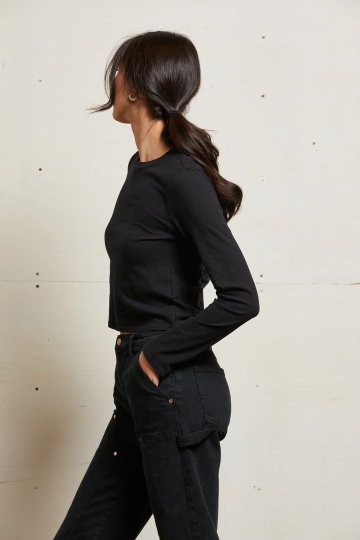 JAMIE COTTON LONG SLEEVE-TRUE BLACK - Kingfisher Road - Online Boutique