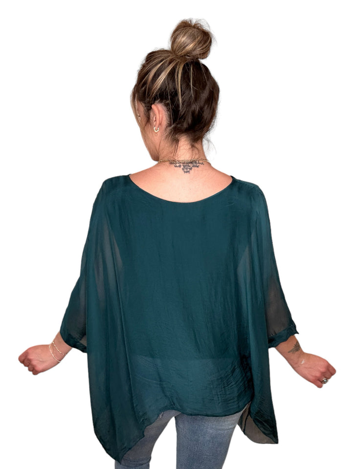 CLASSIC SILK TOP-EMERALD - Kingfisher Road - Online Boutique