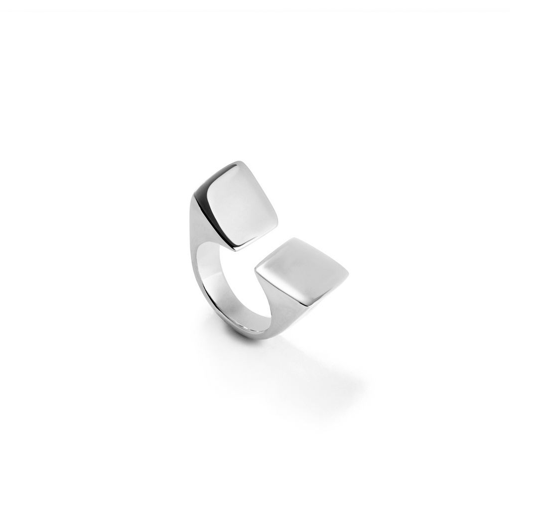 SQUARE BY PASS RING-SILVER