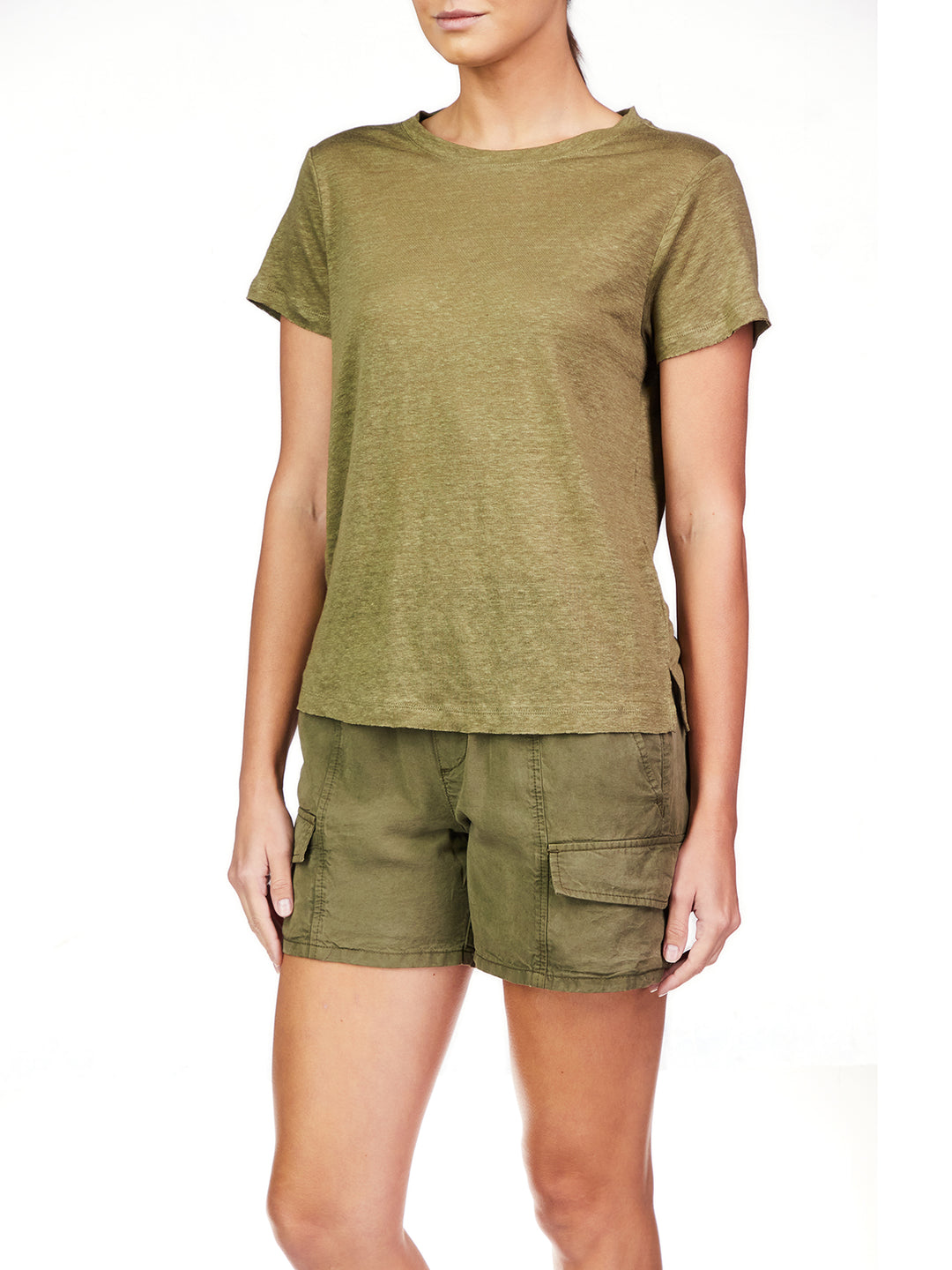 LINEN PERFECT TEE-BURNT OLIVE - Kingfisher Road - Online Boutique