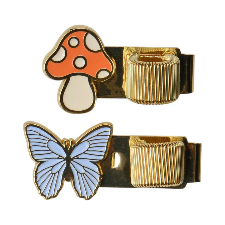 PEN CLIPS-BUTTERFLY + MUSHROOM