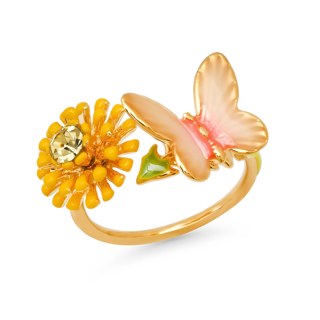 BUTTERFLY AND DAISY OPEN RING-GOLD