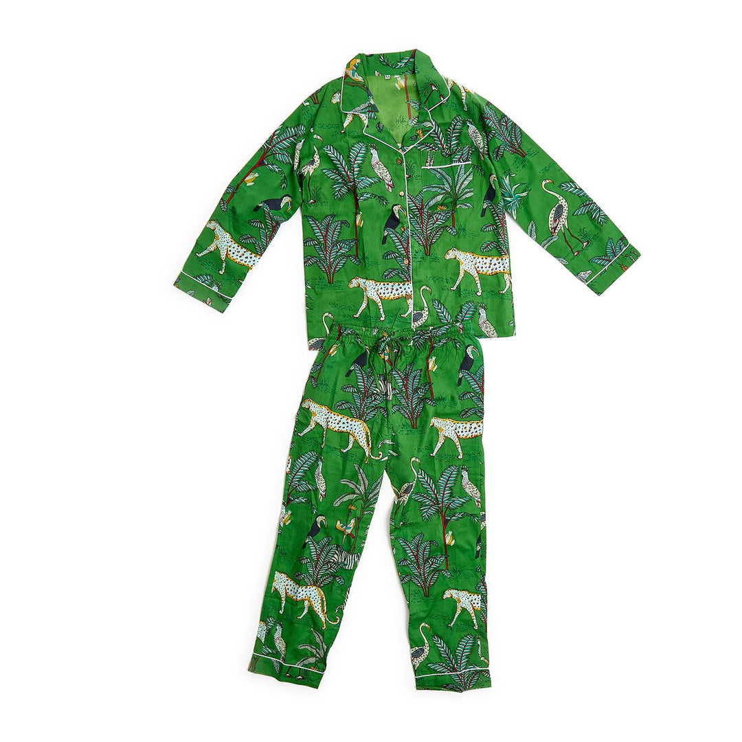 COTTON PRINTED PAJAMAS-KELLY GREEN