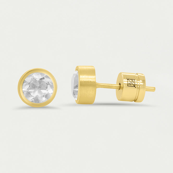 SIGNATURE SMALL STUDS-CRYSTAL QUARTZ/GOLD - Kingfisher Road - Online Boutique