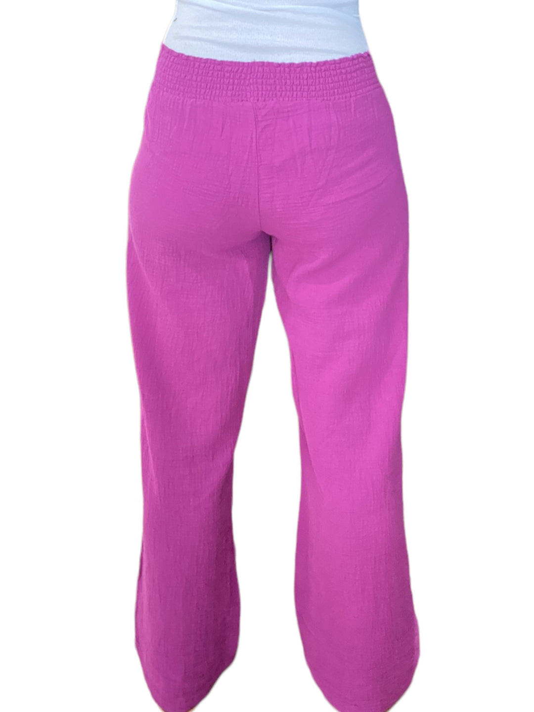 WIDE LEG SMOCKED WAIST PANT-ACAI - Kingfisher Road - Online Boutique