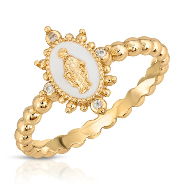 LADY LOURDES RING-WHITE - Kingfisher Road - Online Boutique