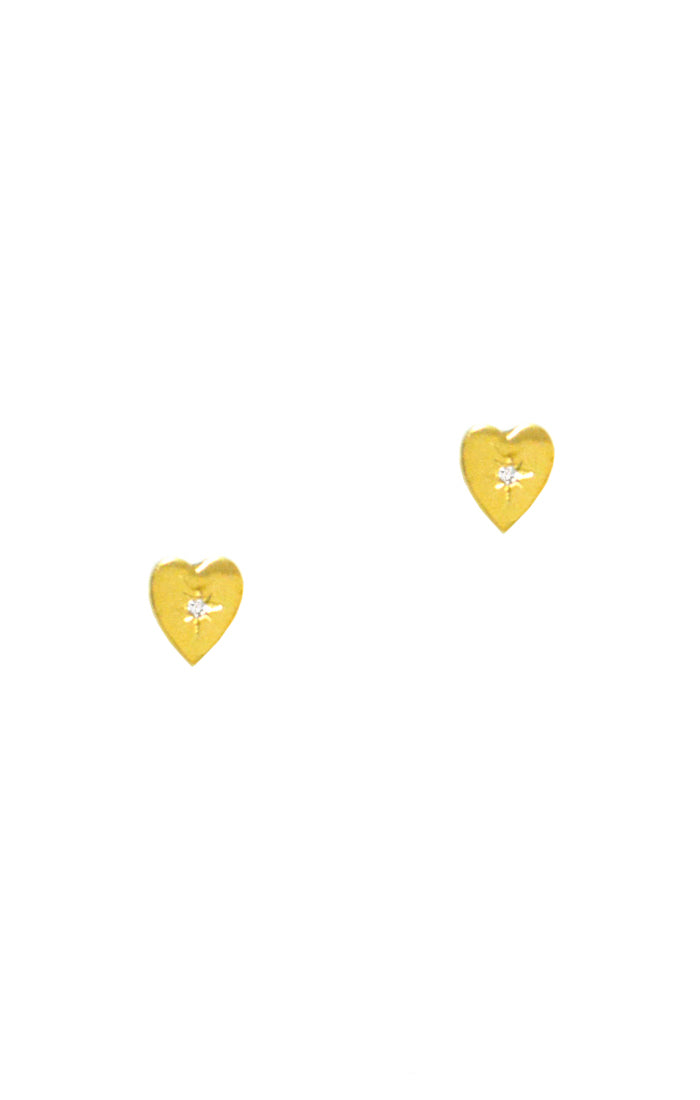 HEART WITH CUBIC EMBEDDED EARRINGS-GOLD