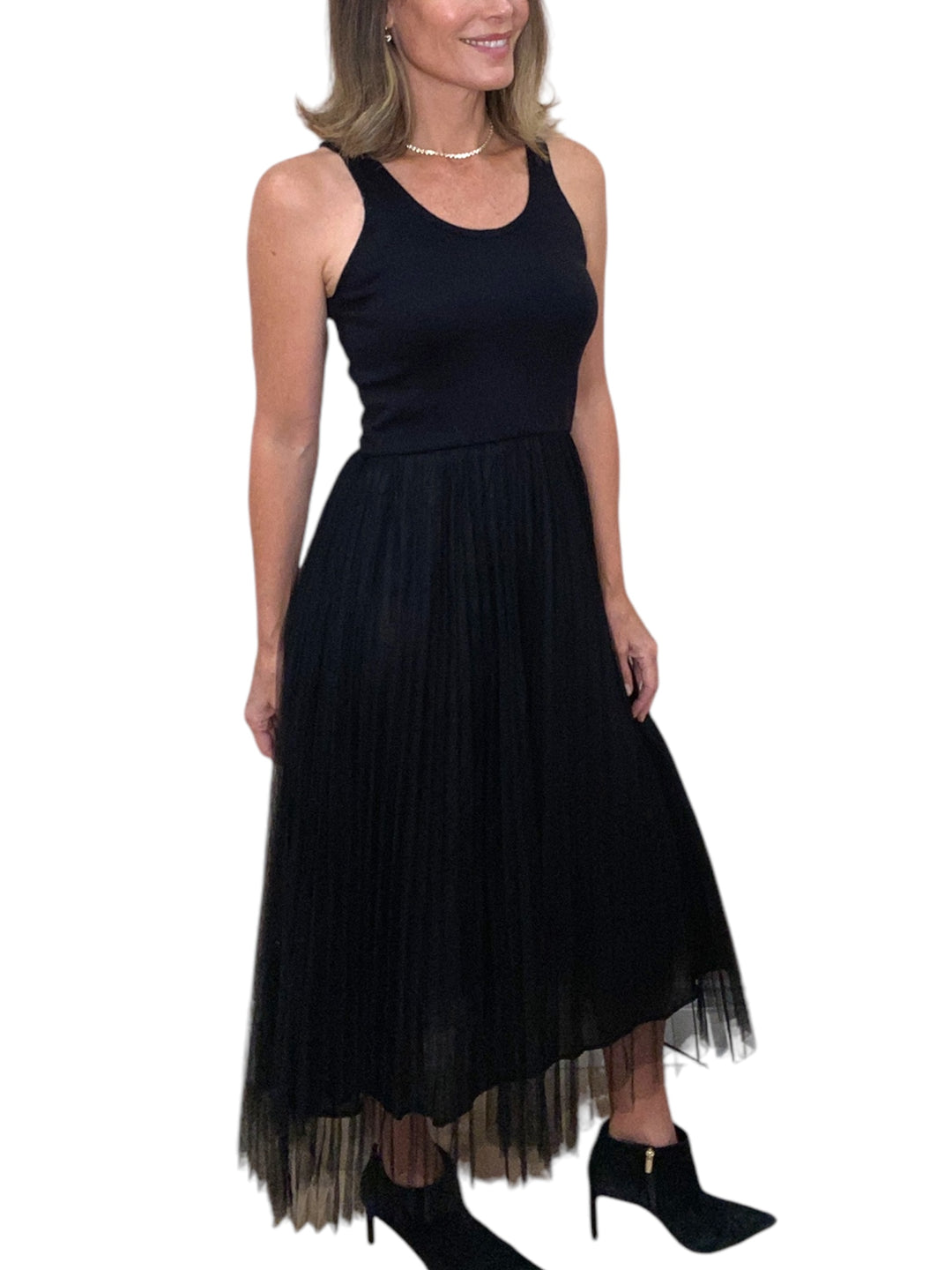 MAXI TANK TULLE DRESS-BLACK