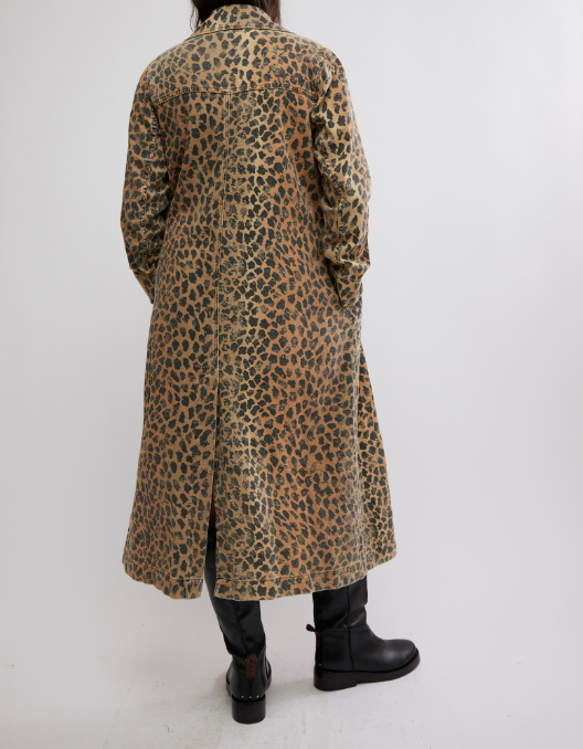 MONIQUE DENIM DUSTER-CHEETAH