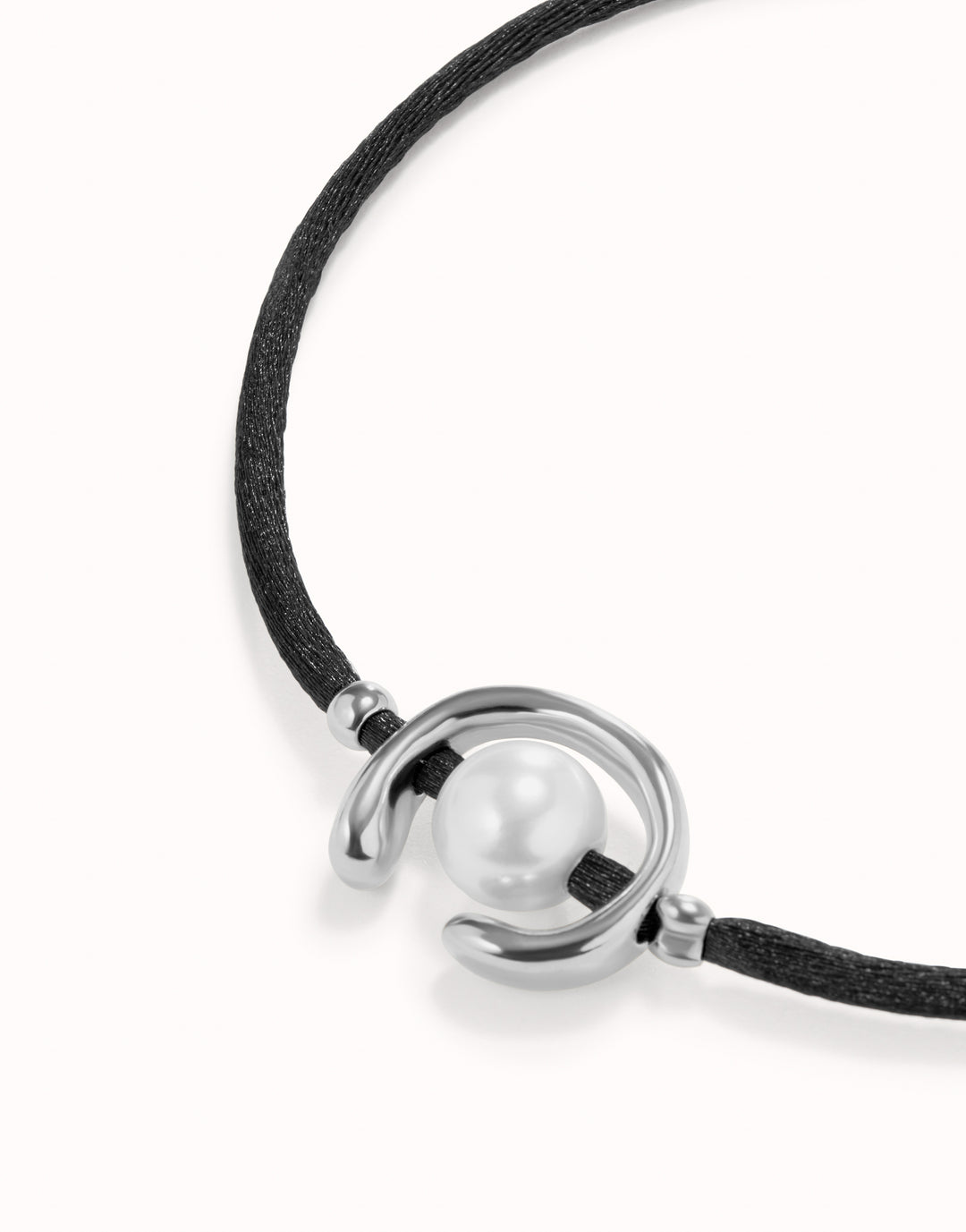 SILVER ADJUSTABLE PEARL BLACK CORD BRACELET - Kingfisher Road - Online Boutique